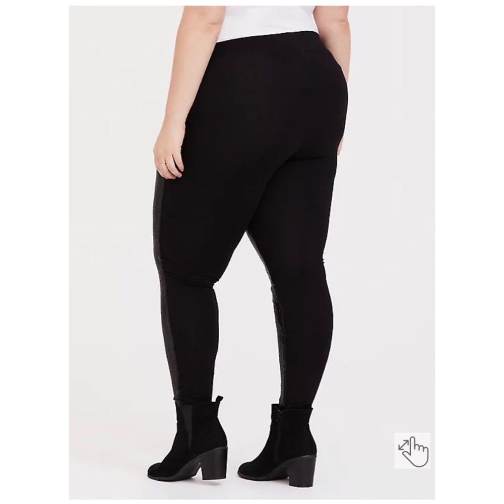 NEW Torrid 2 Full Length Signature Waist Sequin Legging - Black, Knit Back - Picture 5 of 10